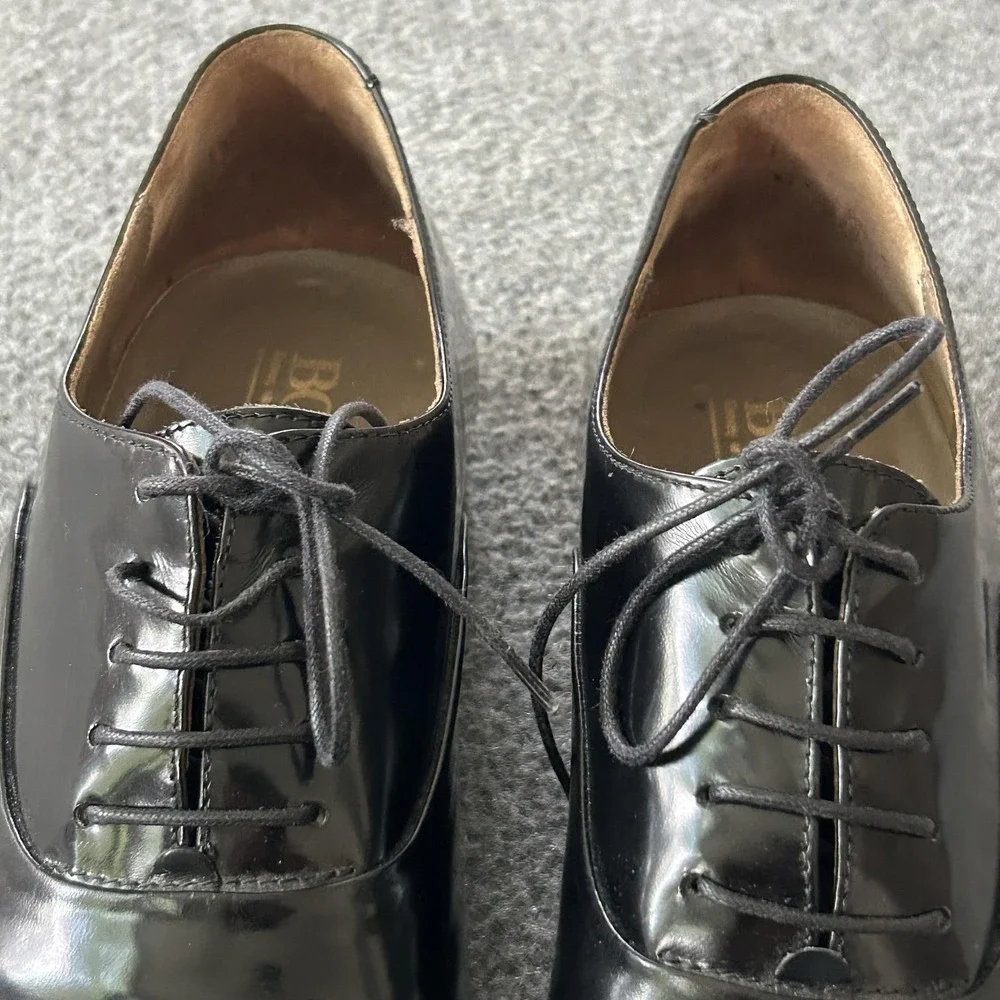 Bostonian Black Patent Leather Oxford Dress Shoes Mens 9.5 M Made In Italy